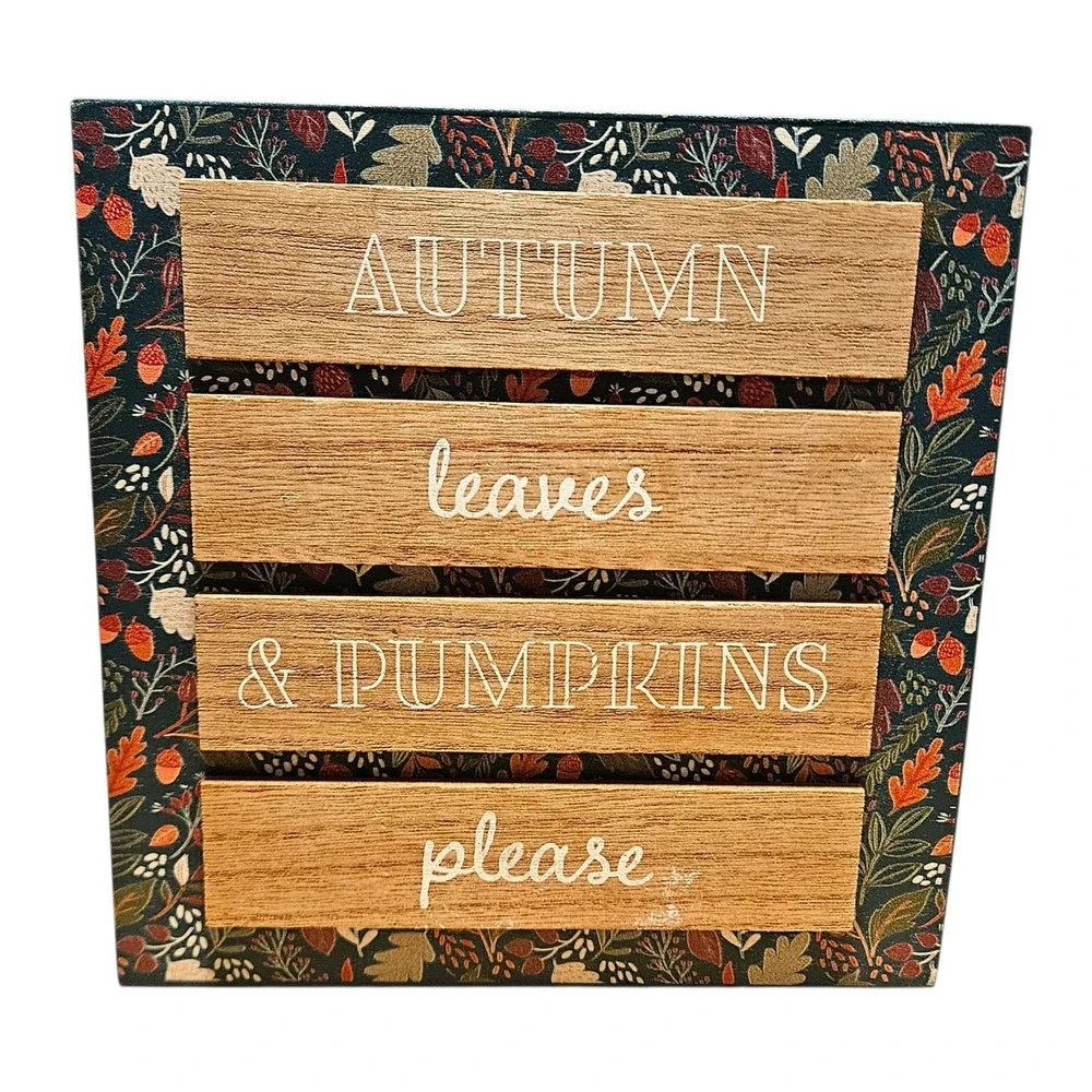Target Bullseye Fall Decor Set of 2 Autumn Pumpkin Wood Shelf Sitter Signs